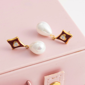 Pendientes de Perlas en Forma de Lágrima con Patrón de Estrella, Grado AAA, Engaste en Bisel, para Uso Diario - Product Image 4