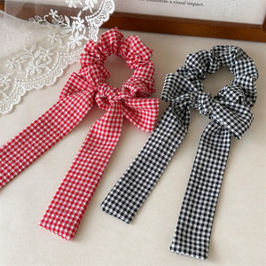 Nouveau Style filles mode Premium nœud papillon élastique femmes délicat Plaid à carreaux <span class=keywords><strong>tissu</strong></span> arc amovible chouchous - Product Image 4