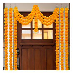 Flores de Caléndula Artificiales al por Mayor, Guirnalda Larga de Caléndula Artificial para Diwali, Bodas Indias, Pooja, Navidad - Product Image 1