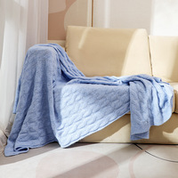 Plaid en tricot torsadé nordique, texture tressée en laine douce, couvre-lit, couverture de canapé, vente en gros