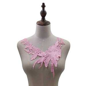 Tela de encaje 3D Soluble en agua, encaje bordado con lentejuelas y cuello de flores - Product Image 5