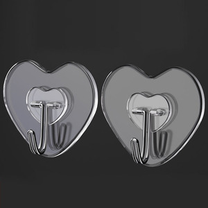 Gancio Adesivo Trasparente a Cuore Senza Foratura, Senza Tracce, Resistente per Bagno, Cucina, Porta, Appendiabiti, Borsa, Fissaggio Sicuro - Product Image 3