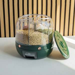 Rice Dispenser Kitchen Moisture-Proof 6-Grid Rotating Food Grain Dispenser <b>Storage</b> Bin Rice <b>Container</b> Dispenser - Product Image 4