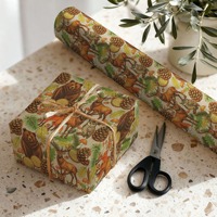 Rouleau de papier d'art recyclable à motif d'animaux de la forêt pour emballage cadeau - Emballage spécial pour cadeaux