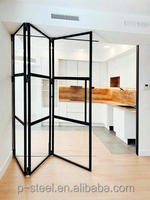 Portes en fer accordéon noir patio extérieur porte pliante en acier de verre portes pliantes en fer pour la maison