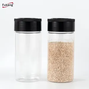 Plastic Spice Container Plastic Condiment Container Salt And Pepper Shaker Jar With Double Open Flip Lid Seasoning Powder Jars 9Oz Pet Plastic Spice Jar