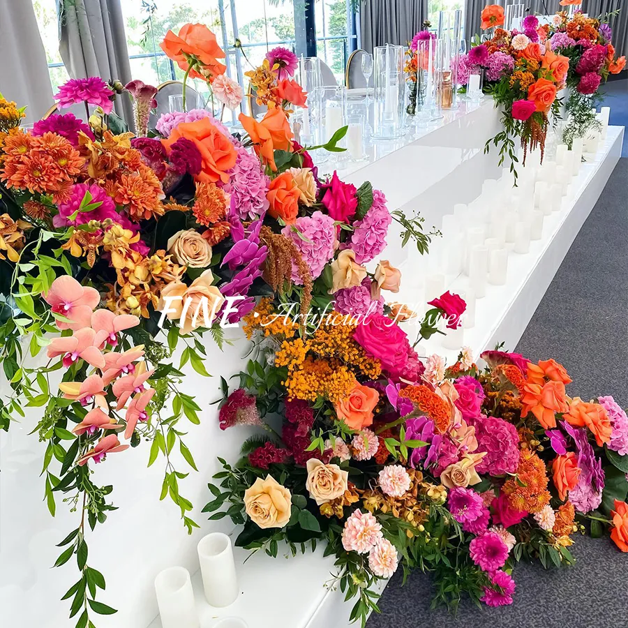Taplak bunga buatan untuk dekorasi pernikahan, taplak bunga imitasi untuk dekorasi pernikahan