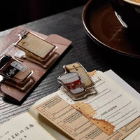 Clip Acrílico Personalizado con Diseño de Taza de Café de la Serie Coffee Old Time, Estilo Americano Vintage, para Almacenamiento de Notas y Papelería