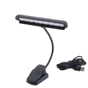 Music Stand 9 LED Light FL-09A Clip On Keyboard Piano Great Music Reading Light Covers 2 Pages