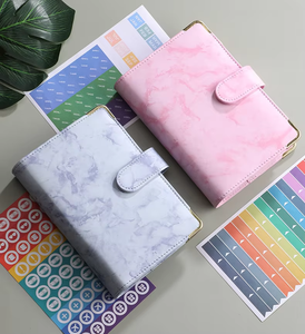 A6 PU Loose-Leaf Máy Tính Xách Tay Chất kết dính ngân sách kế hoạch bằng đá cẩm thạch chương trình nghị sự lưu trữ tiền mặt Tally cuốn sách trẻ em của quà tặng Vàng góc bảo vệ - Product Image 5