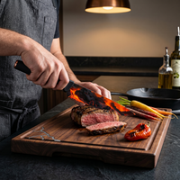 Ensemble de couteaux de cuisine professionnels 6 pièces motif lave, tranchants, antiadhésifs, en acier inoxydable, avec bloc