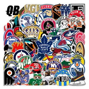 50Pcs Cool Sport Ice Hockey Club Logo Sticker For Boy Bottle Phone Luggage Wall Fridge Decorative Gift Set Wholesale