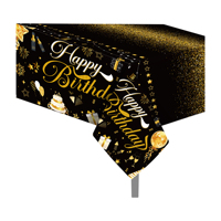 Nappe de fête d'anniversaire Huancai, imperméable, noire et dorée, en plastique, jetable, pour fournitures de fête pour enfants