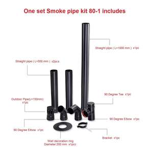 Poêle à granulés JOOCHEN, cheminée moderne, courbe à 90 degrés, <span class=keywords><strong>tuyau</strong></span> <span class=keywords><strong>de</strong></span> cheminée coaxial en acier noir, diamètre <span class=keywords><strong>80</strong></span> mm, revêtement en poudre, foyer - Product Image 3