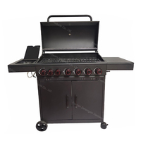 Barbecue au gaz propane moderne pour jardin extérieur, 6 brûleurs, sans fumée, avec chariot, brûleur latéral et grille de maintien au chaud