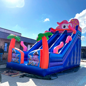 Castillo inflable con tobogán de pulpo, de calidad comercial, con temática oceánica, para fiestas infantiles, marca Piepusama. - Product Image 1