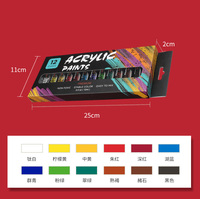 Ensemble de peintures acryliques avec tube de couleur de 12ml, 12 couleurs, séchage rapide, Soluble à l'eau
