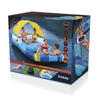 Chaise longue flottante avec dossier en PVC extra-large, pare-soleil intégré, coussin d'air, pour la plage, les vacances et comme accessoire photo