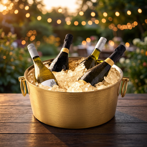 Seau à vin et à glace de luxe doré vintage - Grande capacité, portable, pour les fêtes - Product Image 2