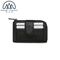Porte-monnaie en cuir véritable avec logo personnalisé Mount Yanzhi, blocage RFID, mini porte-cartes à fermeture éclair, pochette unisexe pour pièces de monnaie