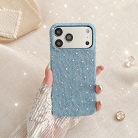 Coque de téléphone en tissu pour iPhone, imprimé léopard en denim, antichoc