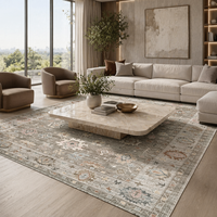 Tapis lavable à imprimé floral, tapis à poils ras doux pour salon, chambre à coucher, salle à manger, décoration intérieure