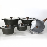 Set panci dan panci memasak aluminium, 15 buah panci masak lapisan anti lengket tutup kaca sup dan stok panci peralatan masak