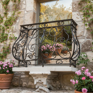 درابزين شرفة من الحديد المطاوع رائج البيع لعام 2025، تصميم عتيق للديكور الخارجي صيني الصنع مع درابزين فولاذي - Product Image 2