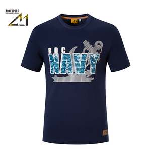 T-shirt à manches courtes en coton pour homme Aonesport, col rond, impression numérique, motif lettres, respirant, coupe classique, 160g - Product Image 2