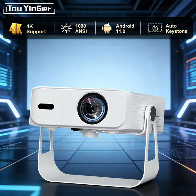 Mini Portable Projector 1080P FHD Projector 360° Gimbal Projector 2+32GB Support 4K Android Gaming Projector With Stand