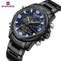 Montre analogique-numérique NAVIFORCE 9257 en acier inoxydable, fabrication chinoise, mode, étanche, montres en alliage, montre-bracelet électronique pour homme