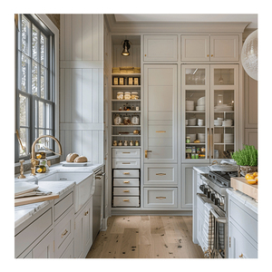 High End Pearl White Home Kitchen Furniture Solid Wood Modular Kitchen <strong>Pantry</strong> <strong>Cabinet</strong> Free Standing - Product Image 1