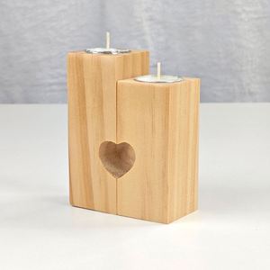 Portavelas de Madera con Forma de Corazón para Decoración del Hogar, Sublimable, 12*4.5*4.5 cm - Product Image 4