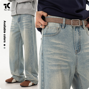 Pantalones vaqueros largos rectos <span class=keywords><strong>de</strong></span> hombre, estilo americano, con efecto 3D, lavado y desgastado, <span class=keywords><strong>de</strong></span> cintura media, holgados, vintage, para verano y otoño. - Product Image 4