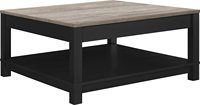 Table basse carrée contemporaine en bois noir à hauteur réglable