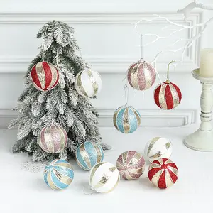Decorazioni natalizie colore Golden stripe Christmas ball 8cm Christmas Ball Glass Ball per la festa
