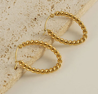 Boucles d'oreilles ovales en acier inoxydable à motif spirale rétro vintage, accessoires simples de haute qualité