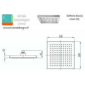 Accessori per bagno con testa doccia a parete quadrata da 20cm SQ Kamalu - Product Image 4