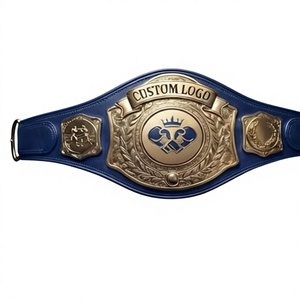 Cinturón de Boxeo de Artes Marciales Unisex de Alta Calidad con Logotipo Personalizado, 3 cm de Grosor, de Cuero PU en Tono Dorado, para Entrenamiento y Premios - Product Image 1