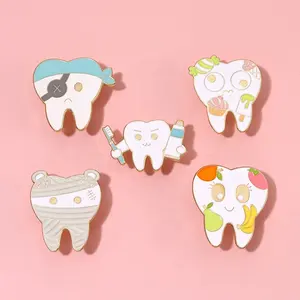 2023卡通牙齿珐琅翻领针医生牙医胸针徽章背包饰品配件礼品朋友 - Product Image 1