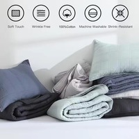 Nouvel ensemble de literie 3 pièces en polyester doux et crémeux, effet lavé, dentelle haute densité