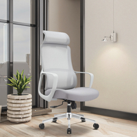 Nouvelle arrivée, chaise de bureau ergonomique en caoutchouc gris et blanc JYG-Bell, protection lombaire, siège profilé, base de 320 mm, chaise à gaz réglable