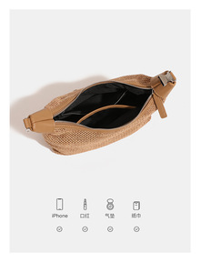 Sac fourre-tout polyvalent en lin haut de gamme avec fermeture éclair pour femme, idéal pour l'été, la plage, les voyages et les <span class=keywords><strong>vacances</strong></span>, sac à bandoulière avec chaîne - Product Image 6