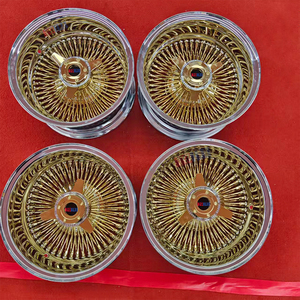 Ruedas de alambre personalizadas 13*7/14*7 72 radios rectos/cruzados, modelo 5x114.3, centro dorado, neumático de banda blanca - Product Image 5