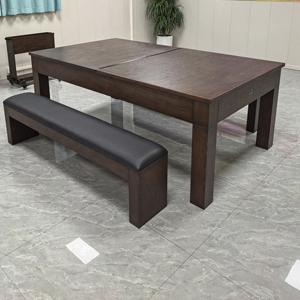 Table <span class=keywords><strong>de</strong></span> <span class=keywords><strong>billard</strong></span> <span class=keywords><strong>de</strong></span> salle à manger en bois massif <span class=keywords><strong>de</strong></span> couleur bois foncé <span class=keywords><strong>de</strong></span> 7 pieds - Product Image 3