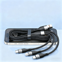 Cable Multi-Cargador Universal 3 en 1, Cable USB Múltiple de Carga Rápida con Puerto Tipo C y Micro USB para la Mayoría de los Teléfonos Celulares