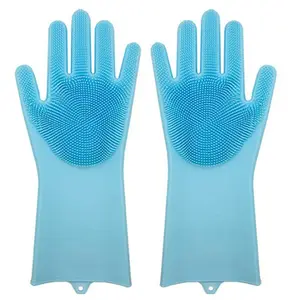 Handschuhe waschen gerichte reinigung silikon handschuhe mit schwamm für geschirr