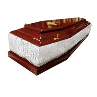 Ataúd de Madera Estilo Europeo al por Mayor con Asas Metálicas, Artículos Funerarios
