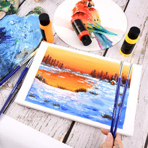 Offre Spéciale 11 pièces bleu manche en bois poils peinture brosse ronde plat artiste pinceau ensemble pour huile acrylique peinture - Product Image 4