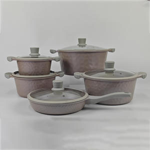 Donnor Lot de 10 poêles à <span class=keywords><strong>soupe</strong></span> antiadhésives modernes <span class=keywords><strong>en</strong></span> aluminium moulé sous pression, marbre pierre à riz médicale granit métal durable - Product Image 6